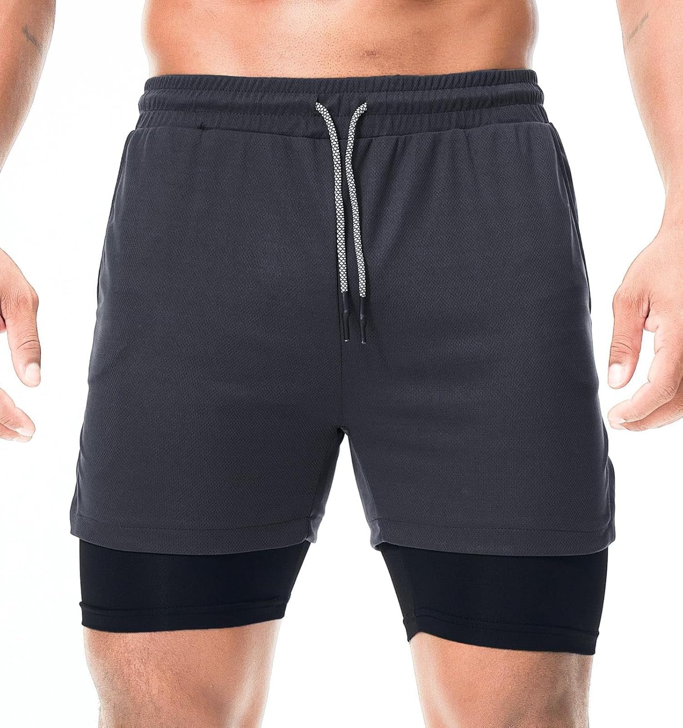 Mens Running Shorts,Workout Running Shorts for Men,2-In-1 Stealth Shorts, 7-Inch Gym Yoga Outdoor Sports Shorts